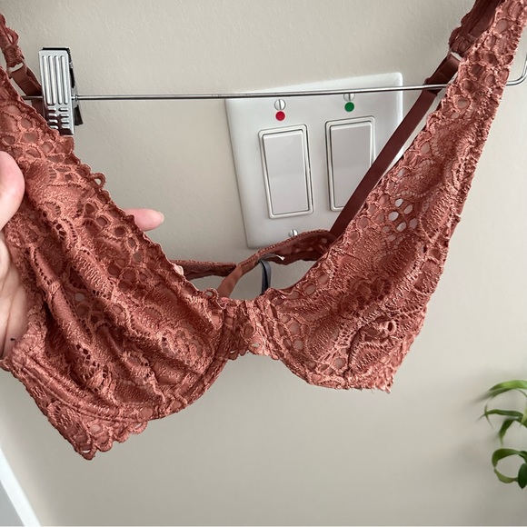 Aerie Burnt Orange Happy Lace Plunge Bralette - Picture 3 of 5